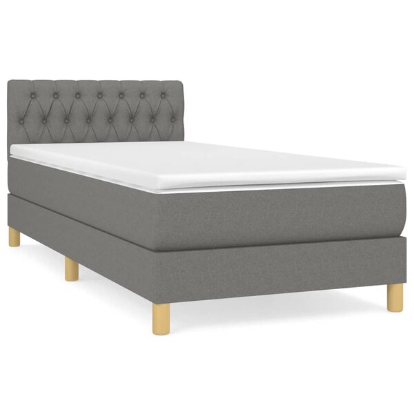 vidaXL Sommier à lattes de lit avec matelas Gris foncé 100x200cm Tissu
