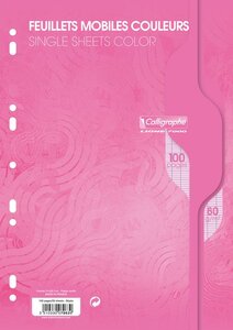 Sachet de 50 feuilles mobiles A4 séyès 80g Rose CALLIGRAPHE