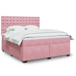 vidaXL Sommier à lattes de lit avec matelas Rose 180x200 cm Velours
