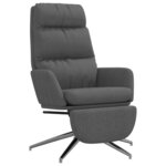 vidaXL Chaise de relaxation avec repose-pied Gris foncé Tissu