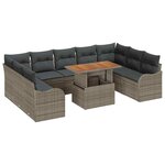 vidaXL Ensemble de canapé de jardin avec coussin 10 Pièces Gris