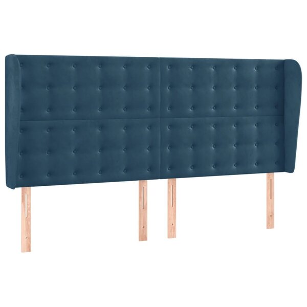vidaXL Tête de lit avec oreilles Bleu foncé 183x23x118/128 cm Velours