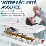 ACROPAQ Boite Cache Cable 8-en-1 - Range Cable avec Multiprise - 5 Prises  3 USB A  Câble 2M - Boîtier de Rangement Prise Electrique