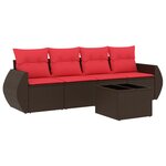 vidaXL Salon de jardin avec coussins 5 Pièces marron résine tressée