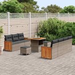 vidaXL Ensemble de canapé de jardin avec coussin 10 Pièces Gris