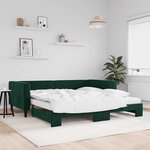 vidaXL Lit de jour et gigogne et matelas vert foncé 100x200 cm velours