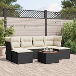 vidaXL Salon de jardin 7 Pièces avec coussins noir résine tressée
