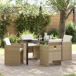 vidaXL Ensemble de salle à manger pour jardin 5 Pièces Beige polyrotin