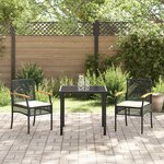 vidaXL Ensemble de salle à manger de jardin 3 pièces avec coussins Noir Poly Rattan