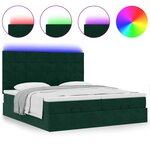 vidaXL Cadre de lit ottoman avec matelas vert foncé 200x200 cm velours
