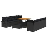 vidaXL Ensemble de canapé de jardin 11 Pièces Noir Poly rotin