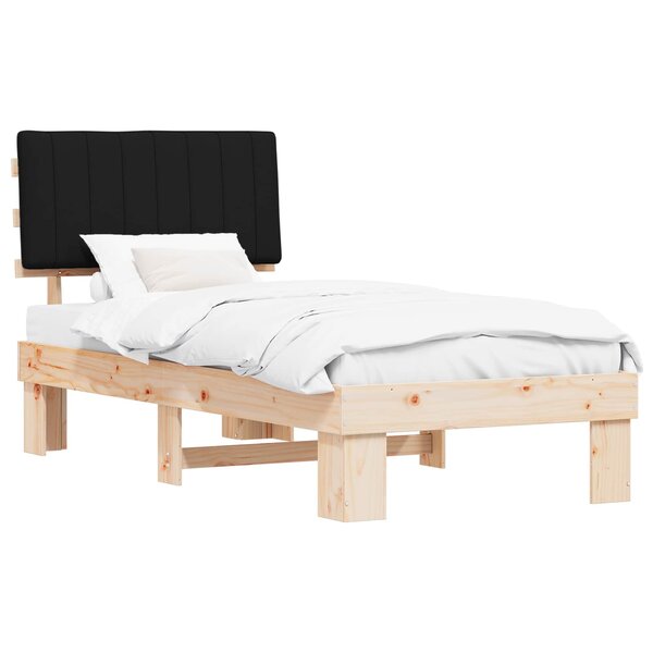 vidaXL Cadre de lit avec tête de lit rembourrée Noir 90 x 200 cm
