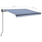 vidaXL Auvent rétractable automatique et poteaux 3 5x2 5 m Bleu blanc
