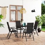 vidaXL Ensemble à manger de jardin 5 Pièces noir