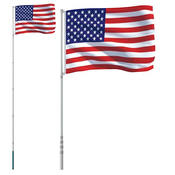 vidaXL Drapeau des États-Unis et mât 5 55 m Aluminium