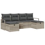 vidaXL Ensemble de canapé de jardin 6 Pièces Gris clair Poly rotin