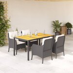 vidaXL Ensemble à manger de jardin coussins 5Pièces Noir Résine tressée