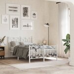 vidaXL Cadre de lit métal sans matelas et pied de lit blanc 120x190 cm