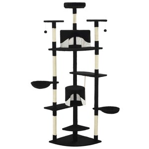 vidaXL Arbre à chat avec griffoirs en sisal 203 cm noir et blanc