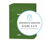 Bloc collectif leabox.com  2x3  grade 3  simple face  Extérieur  fixation murale  Vert mai RAL 6017 finition brillante