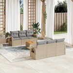 vidaXL Salon de jardin avec coussins 7Pièces mélange beige résine tressée