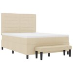 vidaXL Lit à ressorts avec tête de lit Crème 140 x 200 cm tissu