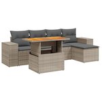 vidaXL Salon de jardin 6 Pièces avec coussins gris résine tressée