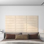 vidaXL Panneaux muraux 12 Pièces Crème 60x15 cm Velours 1 08 m²