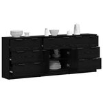 vidaXL Buffet 3 Pièces Chêne noir 181 x 30 x 70 cm Bois d'ingénierie
