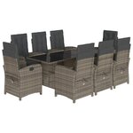 vidaXL Ensemble à manger de jardin 9 Pièces coussins gris résine tressée