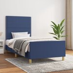 vidaXL Cadre de lit sans matelas bleu 90x190 cm tissu