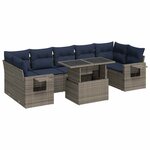 vidaXL Salon de jardin avec coussins 8 Pièces gris résine tressée acacia