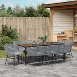 vidaXL Ensemble de salle à manger de jardin 9 pièces avec coussins gris en poly rotin