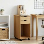 vidaXL Cabinet roulant 34 x 39 x 65 5 cm Pin massif Brun Miel