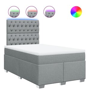vidaXL Sommier à lattes de lit avec matelas Gris clair 120x200cm Tissu
