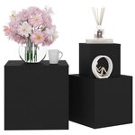 vidaXL Tables d'appoint 3 Pièces Noir Bois d’ingénierie
