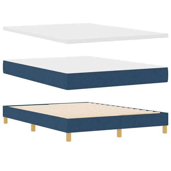 vidaXL Lit à Ressorts avec Matelas Crème 90x200 cm Tissu Bleu