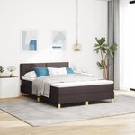 vidaXL Lit avec sommier avec matelas et LED marron foncé 140x200 cm tissu