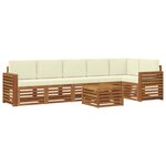 vidaXL Ensemble de canapés d'extérieur 7 pc Naturel et Crème Polyester