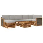 vidaXL Ensemble de canapés d'extérieur 7 pc Naturel et gris clair