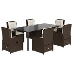 vidaXL Ensemble à manger de jardin et coussins 7 Pièces marron rotin
