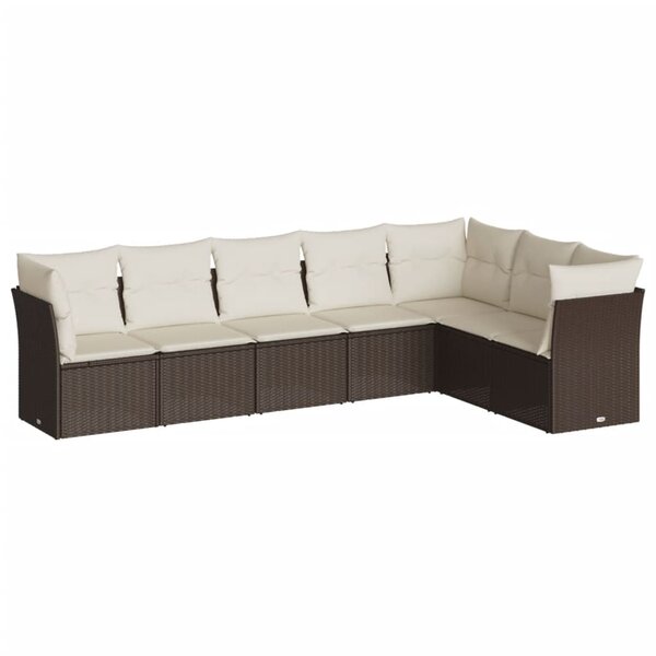 vidaXL Salon de jardin avec coussins 7 Pièces marron résine tressée