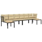 vidaXL Salon de jardin avec coussins 4 Pièces noir acier enduit de poudre