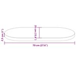 vidaXL Dessus de table 70x35x2 5 cm bois de pin massif ovale