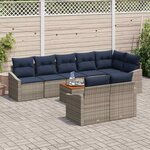 vidaXL Ensemble de canapé de jardin 9 Pièces Gris et bleu marine