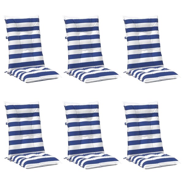 vidaXL Coussin d'extérieur 6 Pièces Bleu et Blanc 120 x 50 x 7 cm Tissu