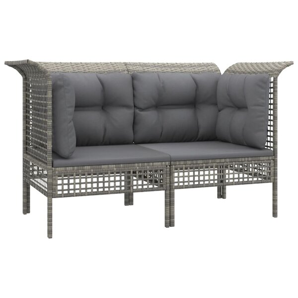 vidaXL Canapés d'angle de jardin et coussins 2 Pièces gris résine tressée