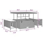 vidaXL Canapé de jardin 13 pièces avec coussins Noir Poly Rattan Acacia