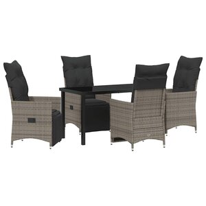vidaXL Ensemble de salle à manger pour jardin 5 Pièces Gris Poly rotin