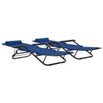 vidaXL Chaises longues pliables 2 Pièces avec repose-pied Acier Bleu